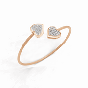 Twin Hearts Bracelet - 18Kt Rose Gold vermeil